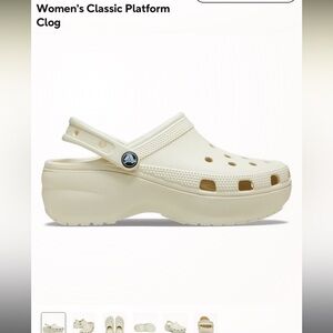 Worn twice, look new, bone colored platform crocs